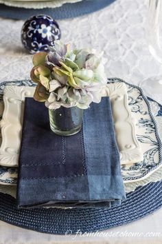 Hydrangea-Inspired Blue and White Table Setting