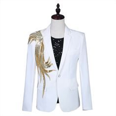 Men Formal Sequin Detail Suit Blazer Fancy Dress Slim Jacket Coat Party Showman Please note: Your monitor color may vary from the actual product. Please note this is in Asian sizing, smaller than western size e.g. UK, US, AU. Please check the measurements carefully before making a purchase. Please allow 2-4cm discrepancy due to different measurement method. If you are not sure which size to buy, please provide height and weight, we will recommend a suitable size. S: bust--96 cm/37.8 in, shoulder Sequin Suit, Slim Jacket, Slim Fit Jackets, Dress Slim, Slim Fit Blazers, Men Formal, Casual Suit, Fitted Blazer, Slim Fit Shorts