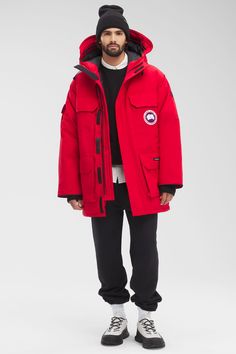 Our original extreme weather parka gets an update with streamlined hood details and additional interior pockets. The Expedition Parka was developed for scientists working in McMurdo Station, Antarctica. Whether your next journey is through a frozen urban jungle or across uncharted ice fields, with the Canada Goose Expedition Parka you get performance that is proven at the South Pole each year by the National Science Foundation division of Polar Research. Customize your parka and extend the cover Mcmurdo Station, Canada Goose Expedition Parka, Men Parka, Baby Outerwear, Mens Parka, Snow Pants, South Pole, Extreme Weather, Urban Jungle