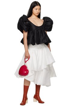 Kika Vargas: Black Chiara Blouse | SSENSE Puff Sleeve Top For Summer Evenings, Spring Evening Puff Sleeve Top, Voluminous Tops For Evening In Spring, Chic Puff Sleeve Top For Summer Evenings, Spring Evening Puff Sleeve Top With Balloon Sleeves, Party Top With Puff Balloon Sleeves And Ruffles, Party Balloon Sleeve Top With Ruffles, Chic Puff Sleeve Top With Ruffles For Party, Chic Voluminous Puff Sleeve Top For Summer