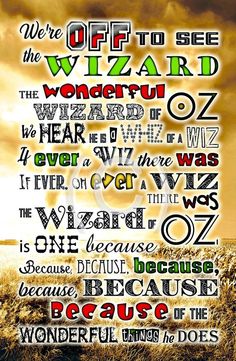 a poster with the words wizard and other things on it in different colors, sizes and shapes