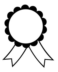 a black and white image of a rosette with a ribbon around it's edge