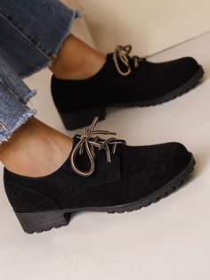 Black Fashionable Plain Oxfords Embellished Women Shoes Professional Shoes Women Oxfords & Loafers, Shoes For Office Women, Women Business Shoes, Oxford Shoes Women, Dress Shoes For Women, Womens Dress Shoes, Black Work Shoes Women, Womens Black Dress Shoes, Business Casual Shoes Women