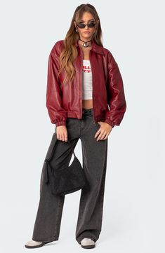 House of Sunny The Hybrid Faux Leather Jacket | Nordstrom Vintage Jackets Women, Custom Leather Jackets, Leather Jacket Outfits, Womens Jackets, Vintage Leather Jacket, Faux Leather Jacket, Zipper Jacket, Leather Jackets Women, Faux Leather Jackets