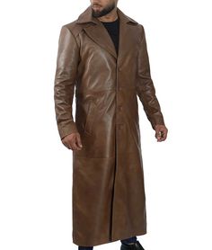 Real Leather Trench Coat For Men | Go-To Winter Outerwear
Embrace winter in style with the Men’s Full-Length Brown Leather Trench Coat, designed for maximum warmth and timeless elegance. This coat provides superior protection against the cold while enhancing your look with its classic trench silhouette. Crafted for durability and comfort, it’s perfect for staying sharp and cozy throughout the colder months.



FAQs

	
		
			
			How long will a real leather coat last?
		
		
			
It is one of the m Business Long Brown Coat, Masculine Winter Business Outerwear, Masculine Winter Leather Jacket With Long Sleeves, Single Breasted Leather Long Coat, Single Breasted Long Leather Coat, Classic Brown Long Coat, Masculine Formal Outerwear For Fall, Masculine Formal Fall Outerwear, Formal Masculine Fall Outerwear