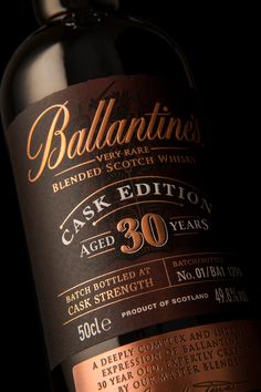 a bottle of ballantine's cask edition 30 year old single mal