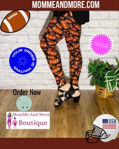 Super Bowl Football Leggings MomMeAndMore.com Jogging Leggings, Men Yoga, Holiday Leggings, Mom And Me, Leggings Fitness, Super Bowl Sunday