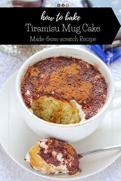 a white plate topped with a chocolate mug cake