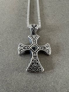 Cross pendant necklace for him Celtic cross pendant gift for men jewelry necklace for men cross pendant men cross necklace big pendant men Pendant necklace featuring a Celtic cross. The box chain and the cross are crafted from genuine 316L stainless steel which make this breathtaking piece of jewelry durable and strong  Item Details *Stone: None *Metal: Stainless steel *Pendant size: 2.08in (5.3cm) x 1.26in (3.2cm) *Chain length: 23.6in (60cm) *Weight: 1.34 ounces (38 grams) *See pictures for de Cross Necklace With Large Pendant As A Gift, Gift Cross Necklace With Large Pendant, Large Pendant Cross Necklace As Gift, Large Pendant Cross Necklace For Gift, Cross Pendant Men, Cross Pendent, Mens Cross Necklace, Mens Silver Jewelry, Mens Jewelry Necklace