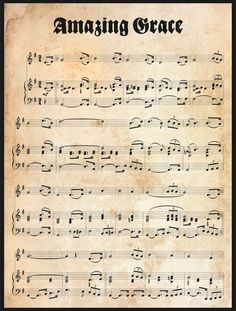 an old sheet music with the words amazing grace