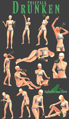 an image of various poses and body shapes for the character in the game drunkin ken