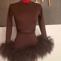 Collar Neck Mini Dress With Ostrich Feathers. Very Lush Feathers Long Sleeves Stretchy Fabric Can Fit Size 10/12 Worn Once Dress With Ostrich Feathers, Feather Sleeves, Collar Neck, Colorful Feathers, Ostrich Feathers, Orange Dress, Stretchy Fabric, Feathers, Lush