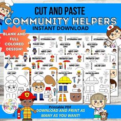 the community helpers printables are available for kids to use on their own walls