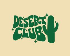 the desert club logo is shown in green on a beige background, with stars around it