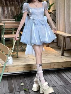 2024 Summer Backless Blue France Vintage Mini Dress Women Bow Flying Sleeve Sweet Elegant Dress Female Korea Evening Party Dress Vintage Mini Dress, Vintage Mini Dresses, France Vintage, Evening Party Dress, Evening Party, Elegant Dress, Party Dress, Mini Dress, France