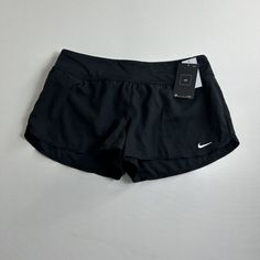 Nike Running Shorts Lined Back Zip Pocket Black Size Large Womens Active Gym. Nike Black Athletic Shorts With Elastic Waistband, Nike Black Bottoms With Built-in Shorts, Fitted Nike Black Athletic Shorts, Nike Black Workout Shorts, Nike Black Fitted Athletic Shorts, Nike Sweat Shorts, White Nike Shorts, Black Nike Pros, Nike Tempo Shorts