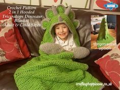 2in1 Dinosaur Hooded Blanket For Adults & Kids | Crafting Happiness Dinosaur Pillow, C2c Blanket, Baby Boy Crochet Blanket, Dinosaur Blanket, Crochet Baby Cocoon, Crochet Blanket Pattern Easy, Crochet Dinosaur