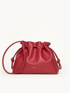 The Sarita - Dark Red - Leather - M.Gemi Chic Red Clutch With Detachable Handle, Leather Drawstring Bags, Red Purses, Red Handbag, Shoes Flats Sandals, Heeled Loafers, Boots For Sale, Leather Crossbody Bag, Dark Red