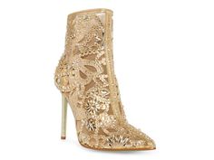 Betsey Johnson Bolt Bootie - Free Shipping | DSW Glamorous High Ankle Boots For Party, Embellished Pointed Toe Boots For Party Season, Glamorous Ankle-high Party Boots, Glamorous Ankle-high Boots For Parties, Glamorous Ankle-high Heels For Party Season, Embellished Evening Boots For Party Season, Glamorous Formal Spring Boots, Evening Boots With Rhinestones For Spring, Rhinestone Evening Boots For Spring