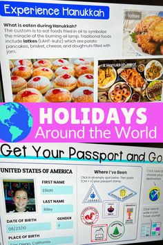 an advertisement for the holidays around the world is displayed on a vending machine with information about what to eat and where to go