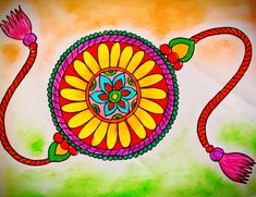 this is a drawing of a colorful flower with tassels