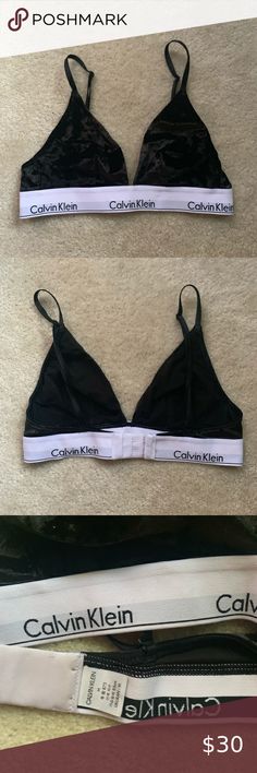 Calvin Klein Velvet Bralette Good condition, only worn once or twice Velvet material Black color size medium Calvin Klein Tops Cozy White Sweater, White Boho Blouse, Calvin Klein Hoodie, Nike Pro Spandex, Light Pink Tops, Distressed Sweatshirt, Calvin Klein Shorts, Calvin Klein Red, Printed Sleeveless Blouse