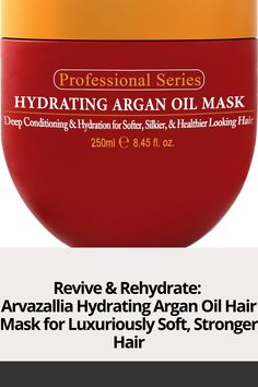 Arvazallia Hydrating Argan Oil Hair Mask and Deep Conditioner for Dry or Damaged Hair - 8.45 Oz Argan Oil Hair Mask, Oil Hair Mask, Stronger Hair, Argan Oil Hair, Oil Hair, Deep Conditioning, Deep Conditioner, Strong Hair, Hair Mask