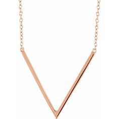 14k Yellow, White or Rose Gold V Shaped Bar Necklace, 16-18 Inch V Shaped Necklace, V Necklace, Saint Jewelry, Engraved Engagement Ring, Gold Chevron, Bow Jewelry, Sell Gold, Modern Necklaces, Geometric Pendant