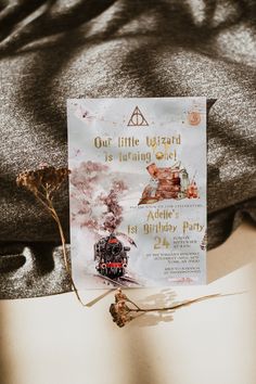 a harry potter themed birthday party with a hogwarts ticket on the back of someone's t - shirt