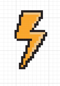 an image of a pixel style lightning bolt on a white background with black and yellow squares