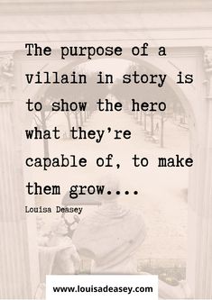 a statue with the quote, the purpose of a villain in story is to show the hero what they're capable of, to make them grow