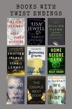 books with twistendings on the cover and in different font styles for each book