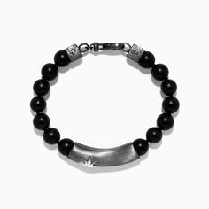 Effy Men's Sterling Silver Beaded Black Agate Bracelet Effy Jewelry, Agate Bracelet, Black Agate, Sterling Silver Mens, Sterling Silver Bead, Silver Beads, Sterling Silver Bracelets, Agate, Bracelet