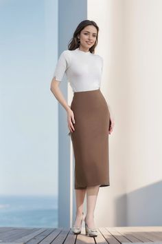 Lasaky - High-Waisted Midi Skirt, Bodycon Skirt, Pencil Skirt, Dress Skirt, Long Skirt Pencil Skirt Outfits For Work, Skirt Bodycon, Hobble Skirt, Pencil Midi Skirt, Pencil Skirt Outfits, Skirt Pencil, Pencil Skirt Dress, Wrap Around Skirt, Bodycon Skirt