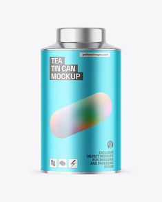 tea tin can mockup on a white background