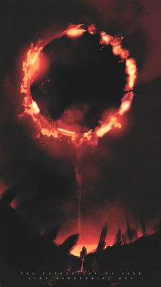 a movie poster with an image of a ring of fire coming out of the center