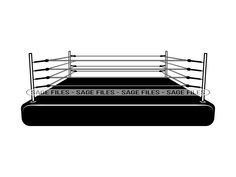 a black and white image of a boxing ring with the words sage files in it