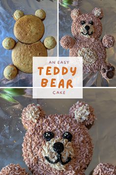 an easy teddy bear cake made out of rice krispy treats