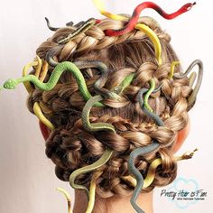 Crazy Hair day! - A girl and a glue gun Boys Halloween Hair, Wacky Hair Day Ideas For Boys, Snake Costume For Kids, Cute Crazy Hair Day Ideas, Medusa Hairstyle, Medusa Braids, Boys Crazy Hair Day, Fun Braided Hairstyles, Snake Hairstyle