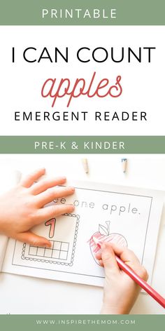 the printable i can count apples emerger for prek and kinder