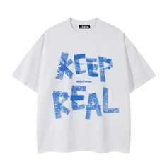 This Keep Real T-Shirt is not just a piece of clothing, it's a statement. Made from high-quality materials, it's perfect for those who embrace risk, challenge, and adventure. So go out there and stay true to yourself with this bold and inspiring t-shirt. Blue T-shirt With Letter Print For Outdoor, Outdoor Blue T-shirt With Letter Print, White T-shirt With Letter Print For Outdoor, White Letter Print T-shirt For Outdoor, Cotton Graphic Design T-shirt For Outdoor, Outdoor Cotton T-shirt With Graphic Design, Outdoor Letter Print Graphic Tee, Stay True To Yourself, True To Yourself