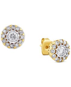 Invest in elegance with these beautiful diamond halo stud earrings in a filigree detailed design. Halo Stud Earrings, Halo Earrings Studs, Detailed Design, Diamond Halo, 10k Gold, Halo Diamond, Design Details, Halo, Yellow Gold