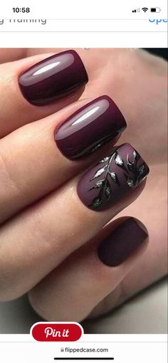 Burgundy Matte Nails, Short Gel Nails, Burgundy Nails, Super Nails, Fall Nail Art, Orange Nails