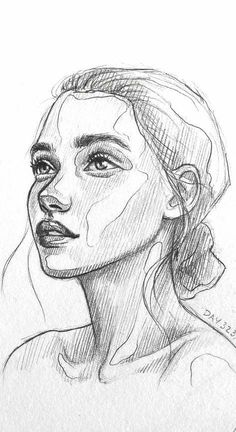 a pencil drawing of a woman's face