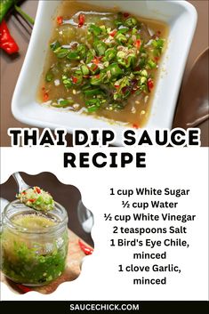 the recipe for thai soup is shown in this advertise with information on how to make it