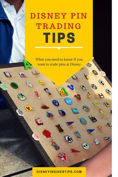 a pin board with pins on it and the title disney pin trading tips what you need to know if you want to trade pins at disney