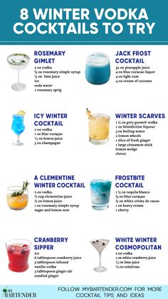 Winter Vodka Cocktails Winter Vodka Cocktails, Christmas Drinks Alcohol Recipes, Christmas Drinks Recipes, Christmas Drinks Alcohol, Cocktails To Try, Vodka Cocktail