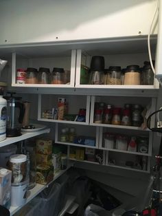 an organized pantry with lots of food items