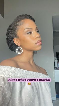 The easiest flat twist style on natural hair 🥰 Natural Hair Updo Wedding, Natural Hair Flat Twist, Crown Tutorial, Flat Twist Hairstyles, Flat Twist Updo, Natural Wedding Hairstyles, Natural Hair Routine, Natural Hair Bride, Curly Crochet Hair Styles