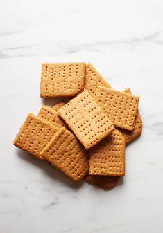 crackers on a white marble counter top